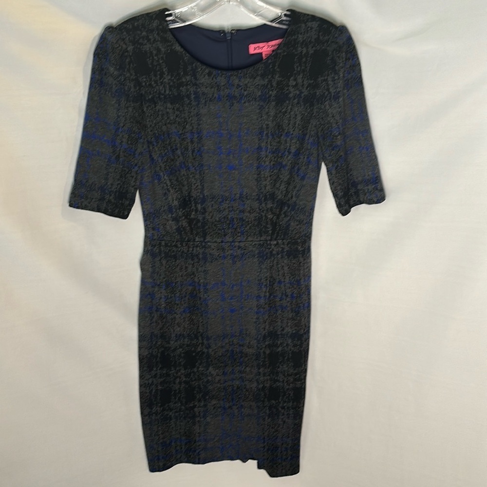Betsey Johnson plaid Dress Gray/Black/Blue 2